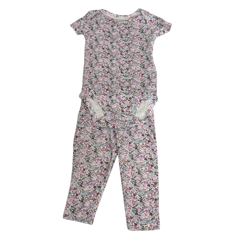 Carters‎ Just One You Baby Girl 9M Floral Bodysuit and Pants Purple Pink Cotton